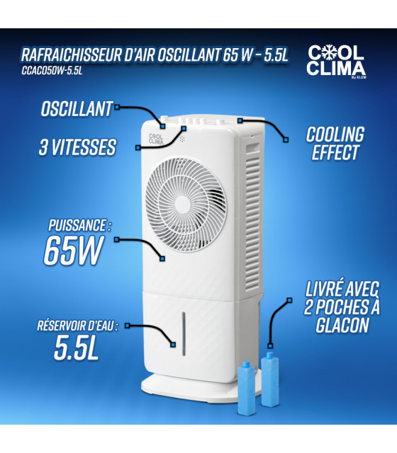 Ventilateur - Rafraichisseur d air oscillant 65 W - 5.