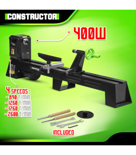 Tour à bois - Tour à bois 400W - 1000mm - Constructor