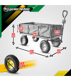 Chariot - Chariot de jardin en acier avec bâche amovible 138x62x68CM