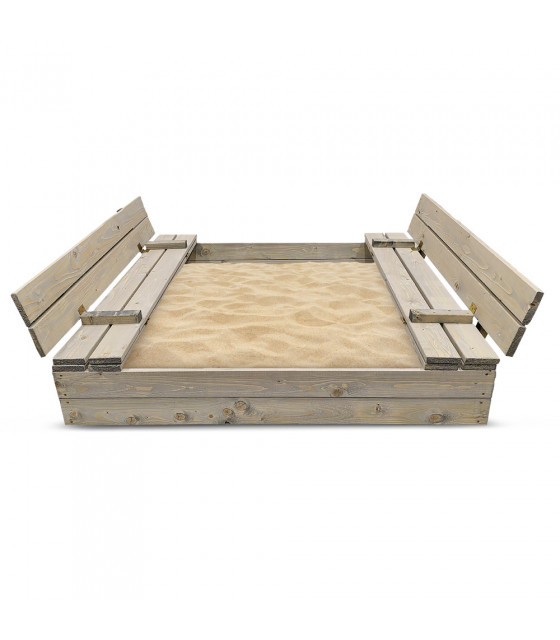 Accessoires - Bac à sable 120x120cm en bois avec couvercle rabattable - Bois