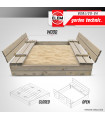 Accessoires - Bac à sable 120x120cm en bois avec couvercle rabattable - Bois